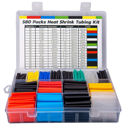 Kit De Termoencogibles - Colores y Tamaños Surtidos | Incluye 580 piezas