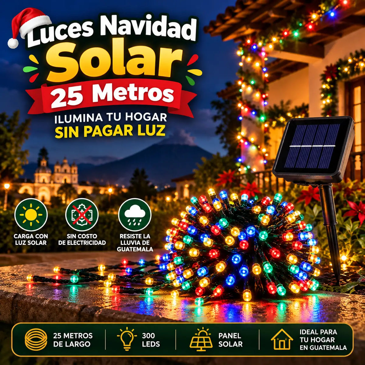Luces Navidad Solar - 25 Metros