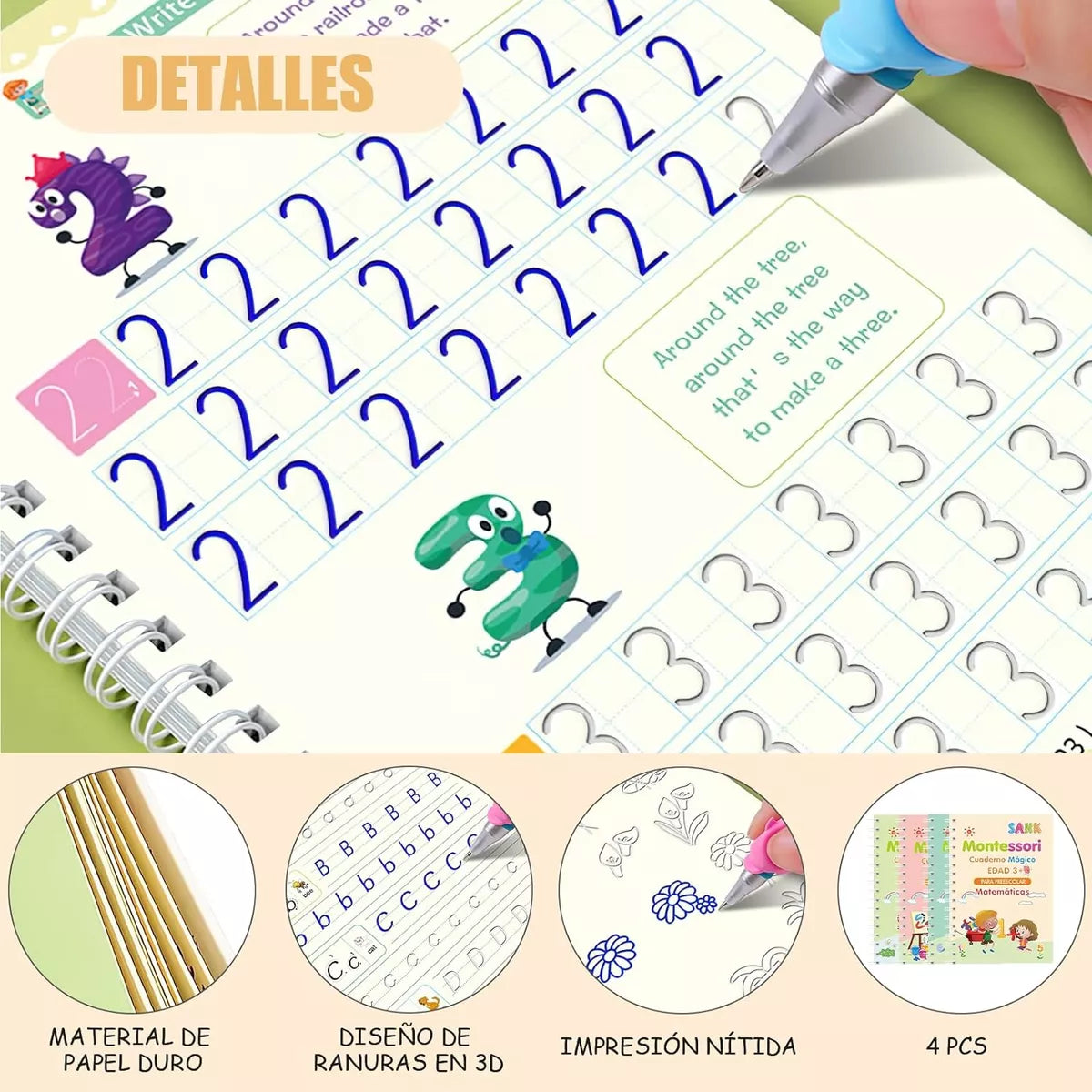 Cuadernos Magicos X4 und - Escribe, borra y aprende sin límites